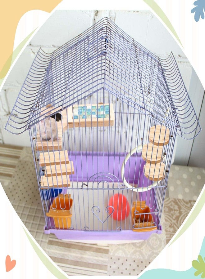 DoubleFill Set of 9 Wooden Hamster Cage Platform Chinchilla Ledges and L Shaped Round Hole Rat Cage Accessories with Cooling Standing Board Food Cup for Squirrel Gerbil Guinea Pig Small Animal - Image 5